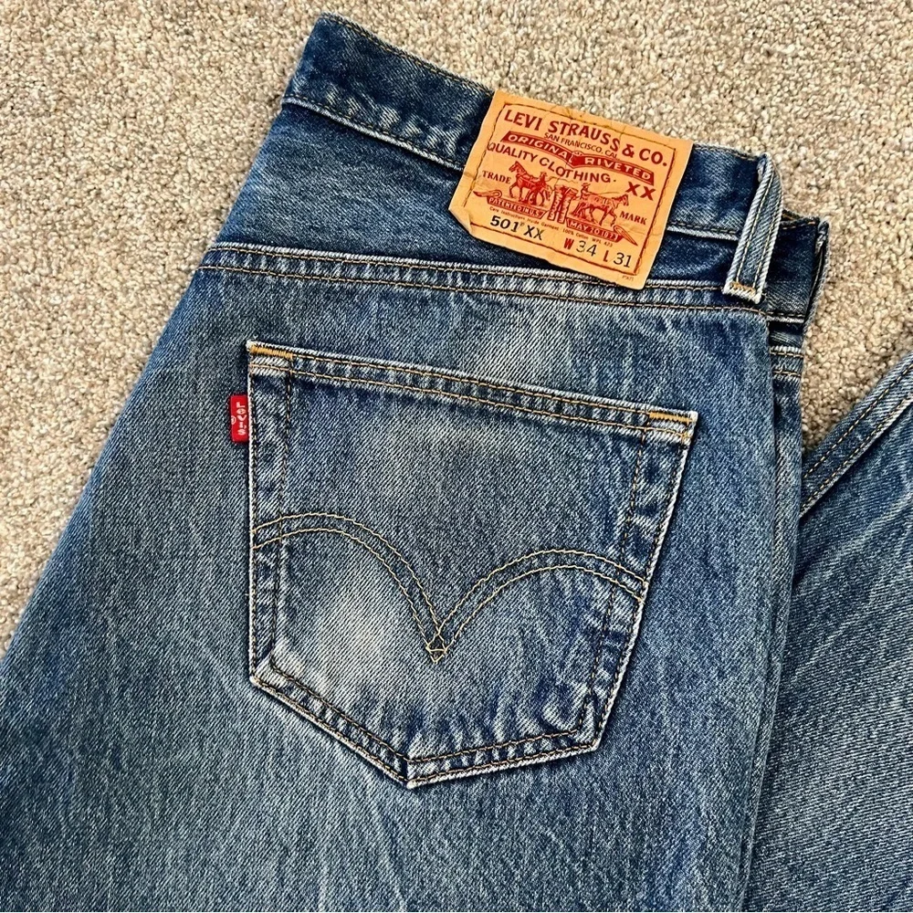 Levi Levi’s Men 34x31 Blue Denim Jeans 501 XX VTG Vintage Cotton Button Pants,